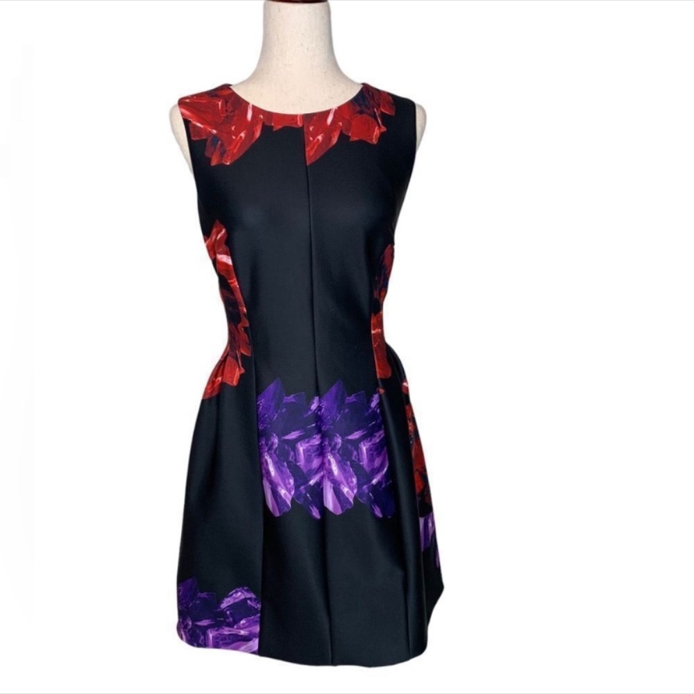Calvin Klein Black Floral Sleeveless Scuba Dress| Size 10